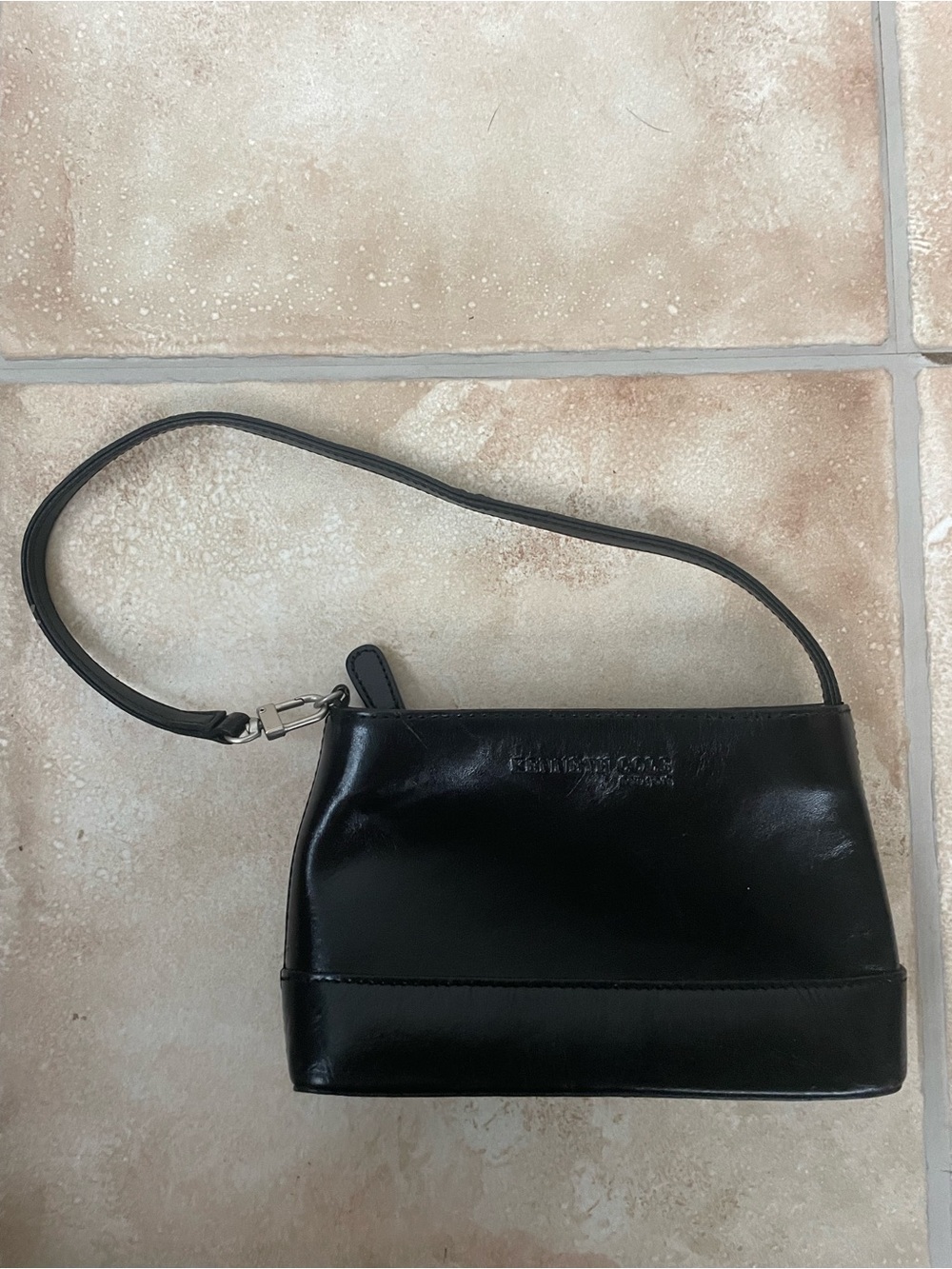 Vintage Kenneth Cole Black Leather Mini Shoulder Bag Pochette Y2K 90s